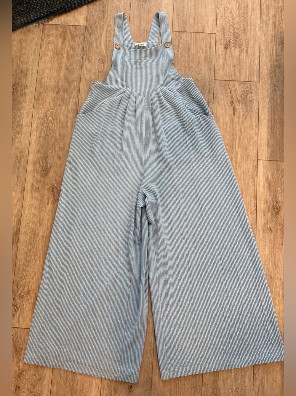 Bibi vintage washed ribbed texture wide leg overalls